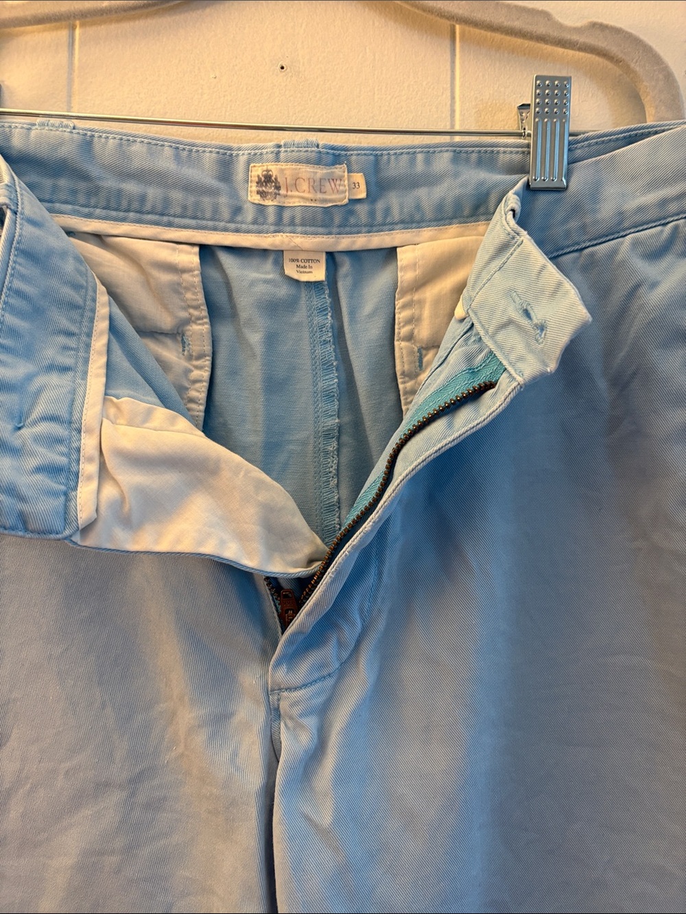 J. Crew Light Blue Flat-Front Men's Shorts - Picture 3 of 5